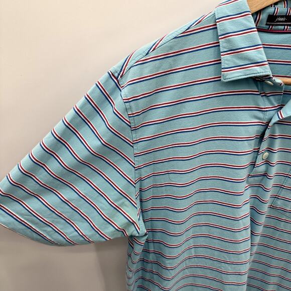 Johnnie-O Mens Blue Stripped Short Sleeve Polo // M - Picture 3 of 6